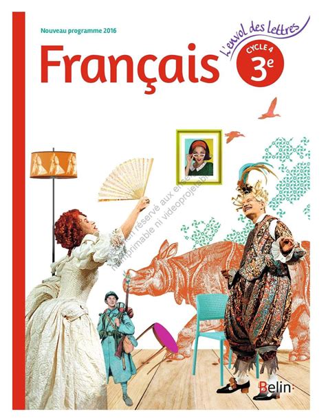 Livre De Français 3eme Belin Corrigé L'envol des Lettres Français - 3e (2016) | Belin Education